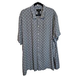 Shaquille O'Neal Button-Down Shirt – Size 3XL – Blue & Cream Rayon Comfort